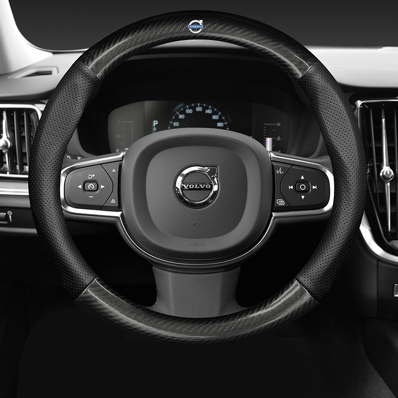 沃尔沃方向盘套XC40XC60XC90C40S60S90V60V90真皮碳纤维汽车把套