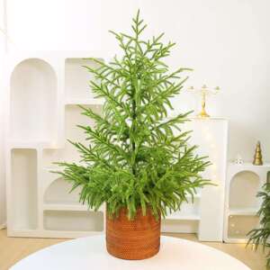 新款绿色仿真圣诞树 圣诞节装饰品假植物诺福克小型松树盆栽