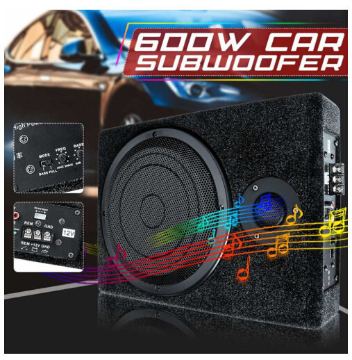 跨境汽车8寸12V超薄带高音低音炮木质内置大功率重低音车载低音炮