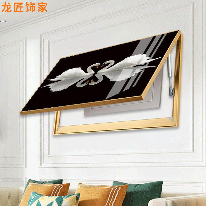 龙匠饰家创意北欧晶瓷电表箱画客厅铝合金挂画样板间有框画