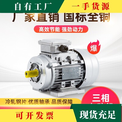 议·电机380V三相YS铝壳1400转90120w180W250W370W750WKW马达马
