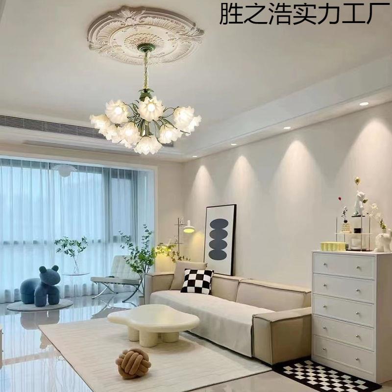 铃兰花别墅客厅吊灯法式田园新款网红美式乡村复古灯具餐厅卧室灯