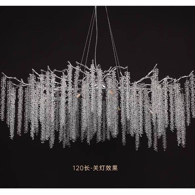 轻奢客厅水晶吊灯餐厅卧室别墅高档艺术树枝形餐厅银色设计师灯具