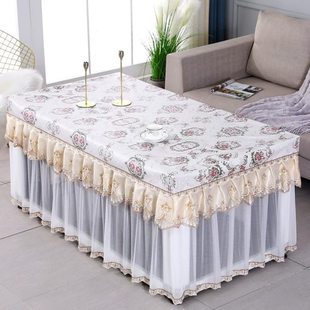 茶几防尘罩欧式刺绣分体垂纱罩防油防烫烤火桌布皮罩全包正长方形