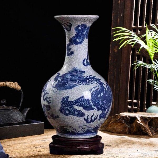 仿古乔迁礼品客厅现代中式博古架青花瓷摆件家居装饰品陶瓷新房瓶