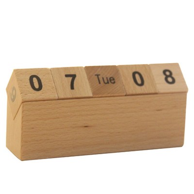 创意木质日历摆件2020翻转积木桌面台历万年历倒计时日历免费刻标