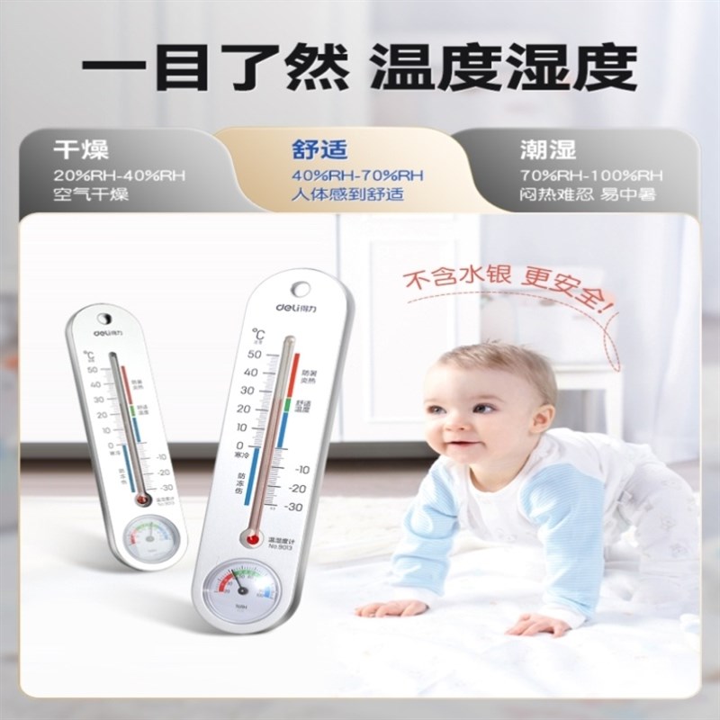 德国品质室内温度计家用精准好看婴儿房壁挂式温湿度计高精度挂墙