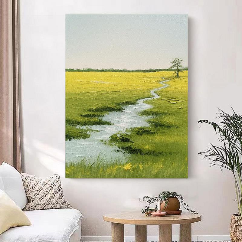 外贸纯手绘油画大副抽象风景卧室画玄关餐厅客厅装饰画肌理油画