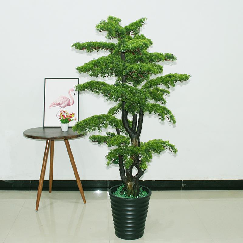 彷真植物盆栽迎客松客厅玄关摆件大型绿植室内装饰假树花景幸树