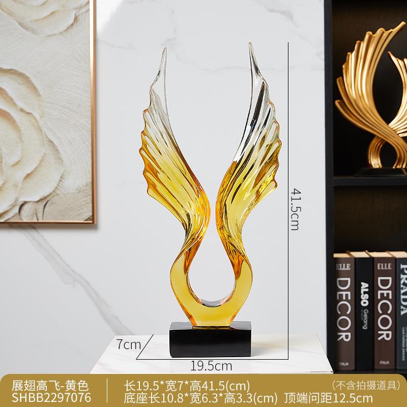新创意天使之翼透明树脂工艺品摆件家居客厅玄关装饰品送礼佳品