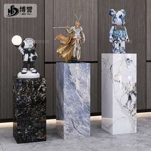 岩板立柱子大理石摆件底座展示摆台客厅玄关饰品落地式石墩花架子