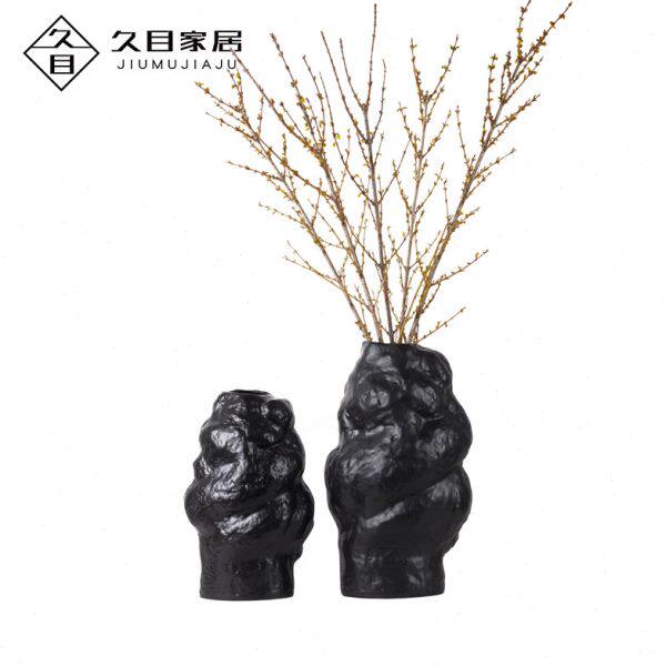 新中式陶瓷花瓶摆件样板房家居软装饰品餐桌台面干花插花花器摆设