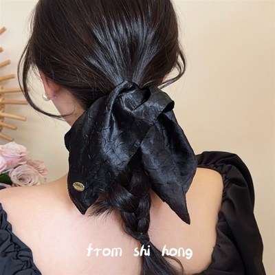 高级感珍a珠亮面大肠发圈方巾发圈女韩系扎头发皮筋侧低马尾头绳