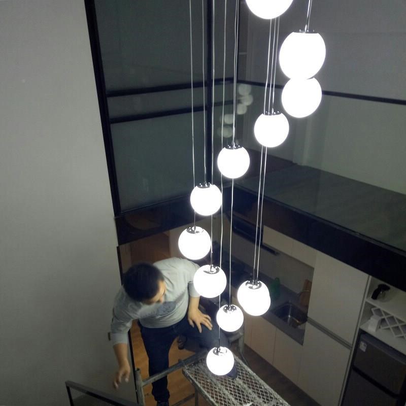 北楼长吊灯现代简约创意737个性D欧客厅餐梯梯厅别墅覆式旋转楼大