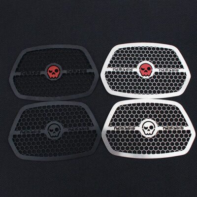 适用维斯帕vespa比亚乔冲刺150大灯罩网新款改装灯眉骷髅头装饰罩