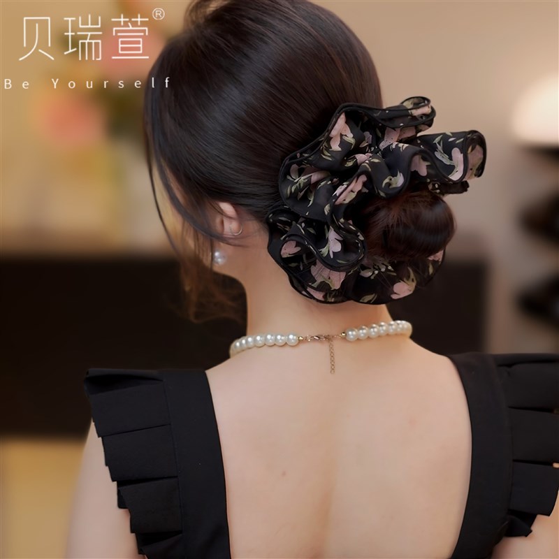 FQ12c4轻奢新款高级气质浪漫花朵温柔发圈大肠发圈