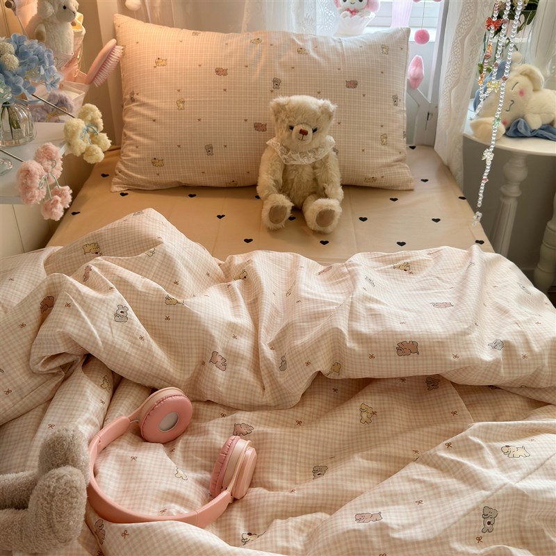 大学生宿舍床上三件套100全棉单人被套六件套高T中住校被褥一整套