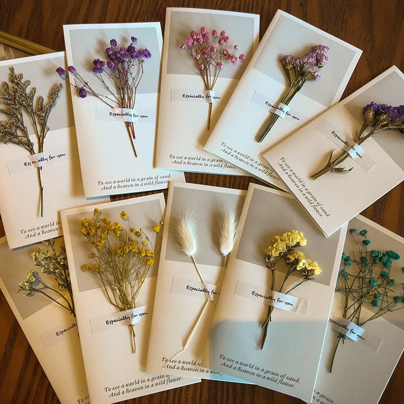 文艺小清新真干花贺n卡生日卡片教师节中秋节日礼物情人节祝福卡