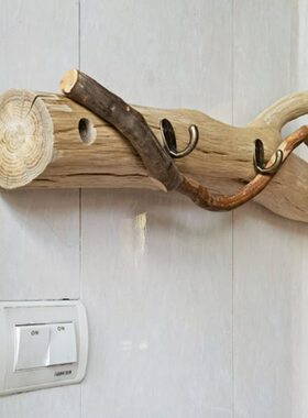 随形个性壁挂收纳原创民宿挂架装饰艺术客厅田园北欧风原木社木研
