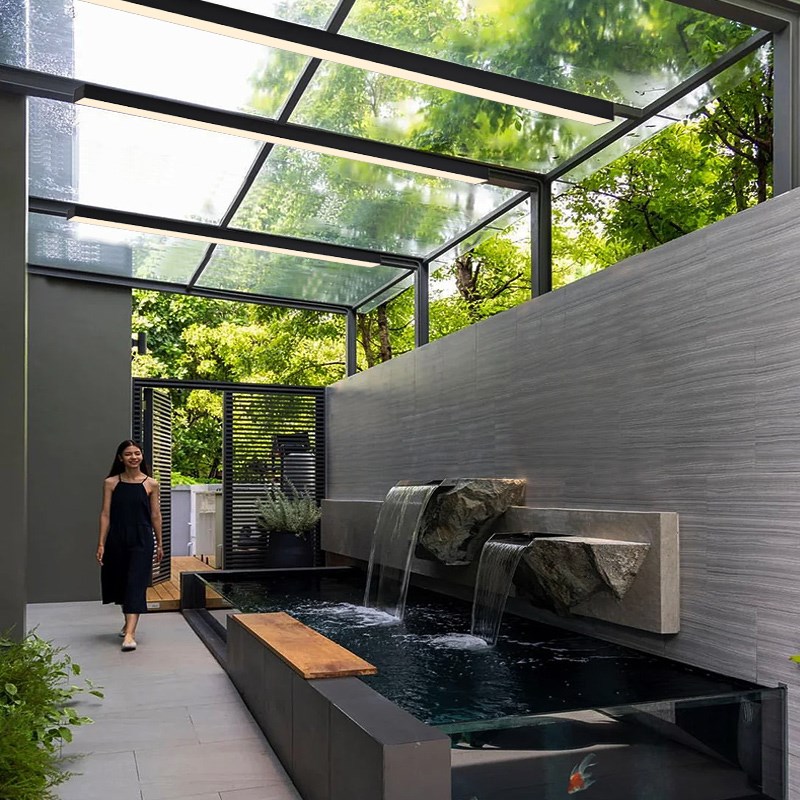 玻璃阳光房专用灯入户LqED长条户外家用阳台吸顶灯露天屋檐雨棚灯