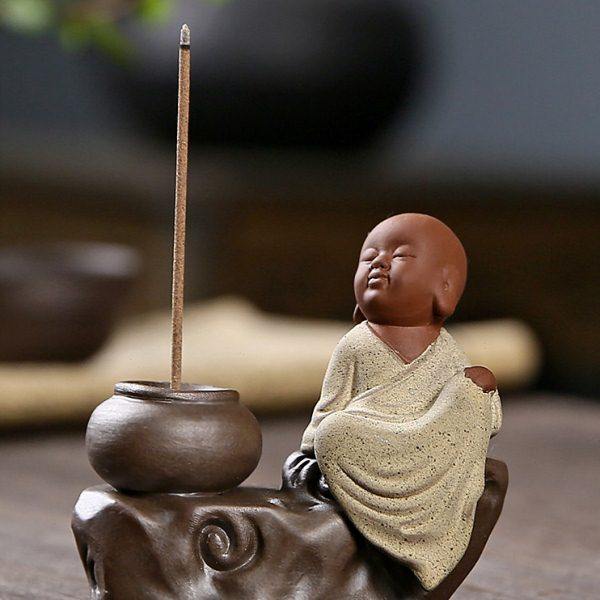禅意紫砂小和尚香插香炉家用室内创意檀香香托香座香薰炉点香摆件,家居饰品,香托/香盘/香座/香插,淘宝优惠券,粉丝福利购,淘宝优惠卷