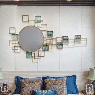 会所酒店壁挂创意家居软装壁饰挂饰墙面客厅铁艺欧式样板房装饰镜