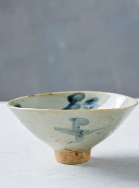 仿古瓷器 复古民国风格 青花文字斗笠碗 茶碗 饭碗 酒碗 古董古玩