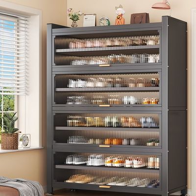 家用门口钢制鞋柜大容量防尘鞋架室内入户门玄关柜走廊多层储物柜