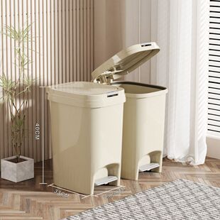 大容量脚踏垃圾桶双开按压轻奢奶油风卫生间卧室厨房专用桶带盖子
