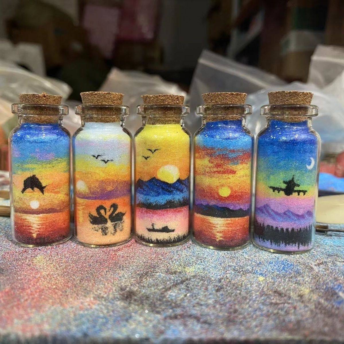 女神节礼物老师沙画瓶成品手工夜光创意三亚玻璃瓶立体风景,玩具/童车/益智/积木/模型,沙画/胶画/画,淘宝优惠券,粉丝福利购,淘宝优惠卷