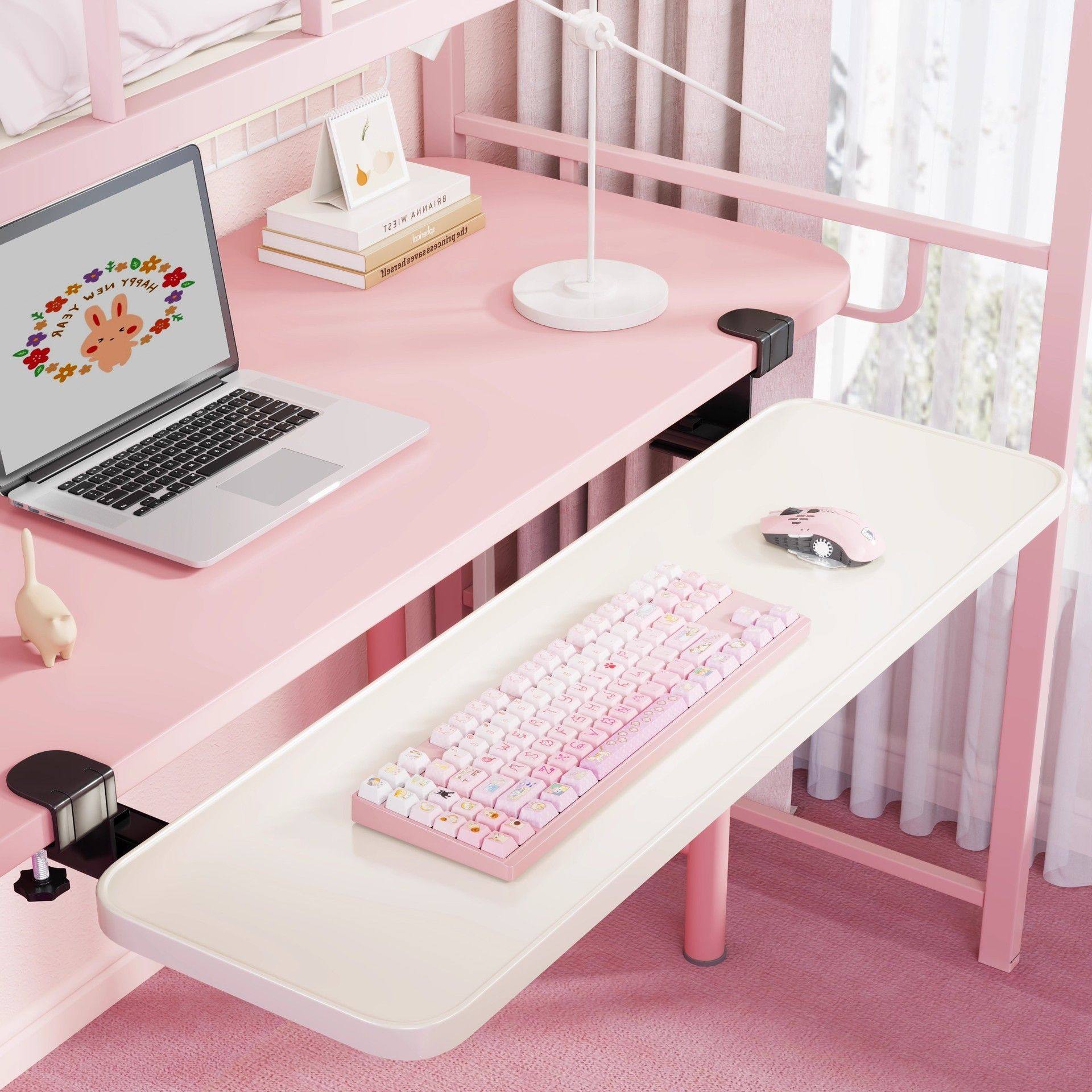 键盘托架宿舍办公室桌下免打孔抽屉式电脑鼠标置物架滑轨移动支架