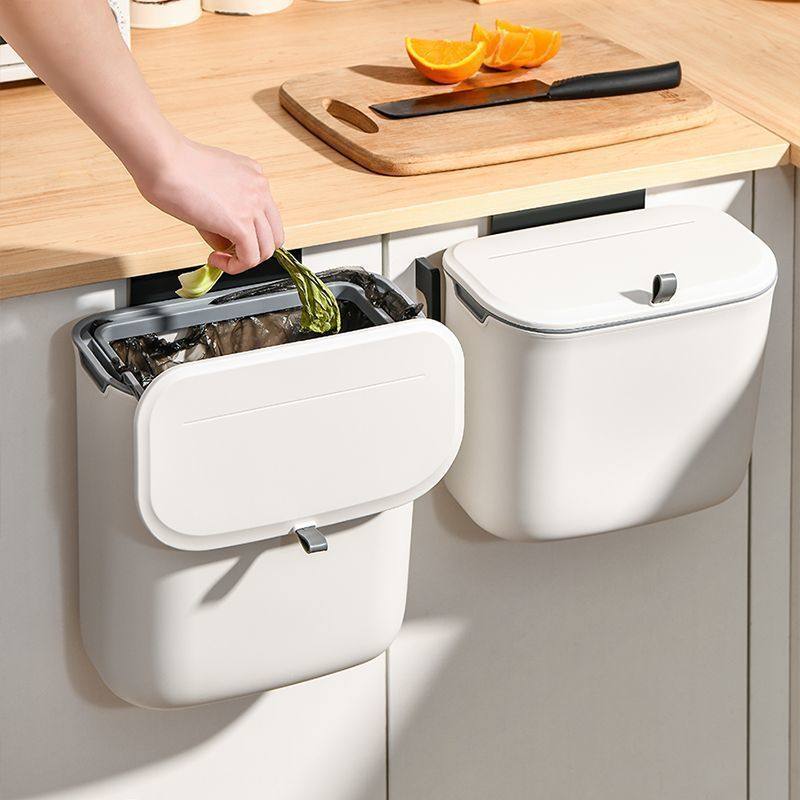 厨房垃圾桶悬挂式带盖子防臭厨余剩菜残渣收纳桶家用免弯腰