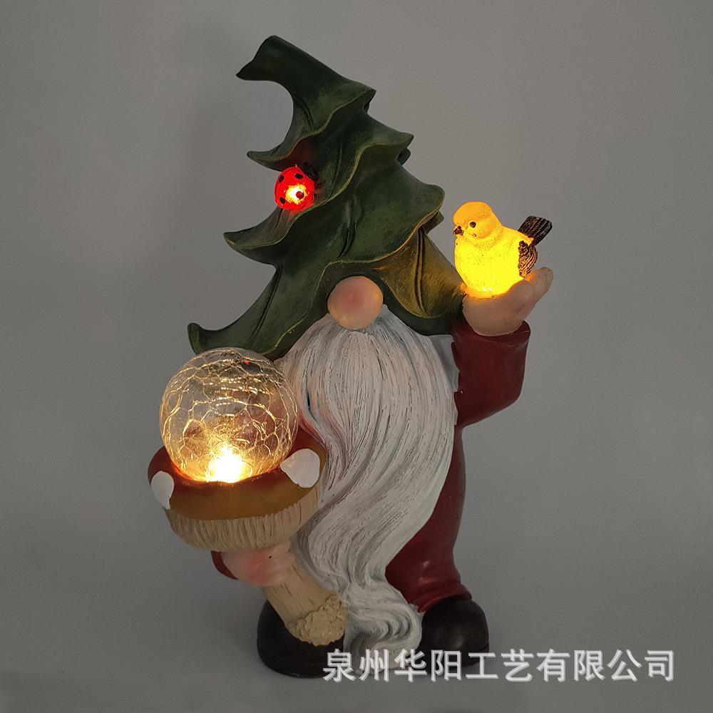 跨境举鸟精灵小矮人摆件树脂工艺品太阳能庭院侏儒户外庭院装饰品