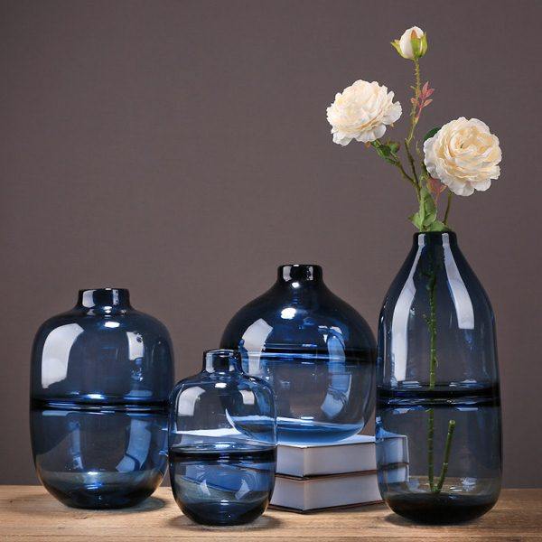 现代简约透明玻璃花瓶创意家居样板房客厅餐桌装饰品水培花器摆件