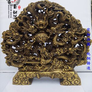 珠生摆件纯铜工艺肖龙收藏品古玩九龙礼品戏九龙家居饰品壁