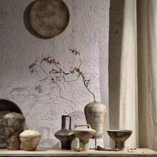 中式侘寂风禅意提壶花瓶摆件自然风复古做旧粗陶日式民宿茶几陶罐