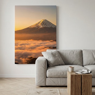 油画布无框画现代简约相框装饰画客厅卧室挂画山峰云海日出