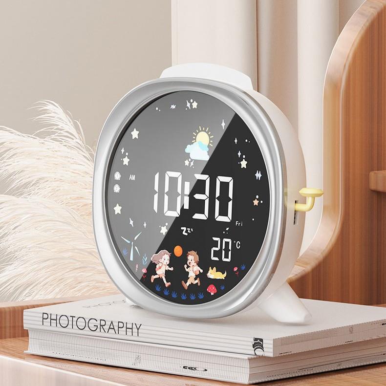 新款跨境LED电子大屏声控卧室睡眠闹钟儿童三档灯光调节夜光时钟