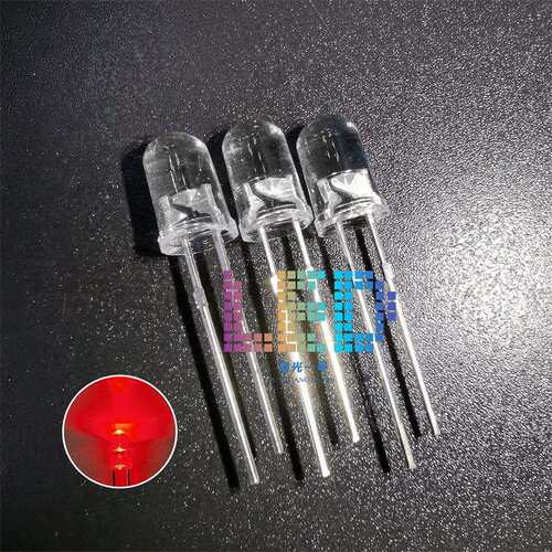 F5白发红色短脚3V 高亮5MM圆头聚光透明点粉红光LED发光插件灯珠