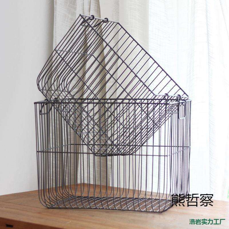 简约铁艺收纳筐大号铁艺收纳篮杂物整理储物筐落地桌面美式复古