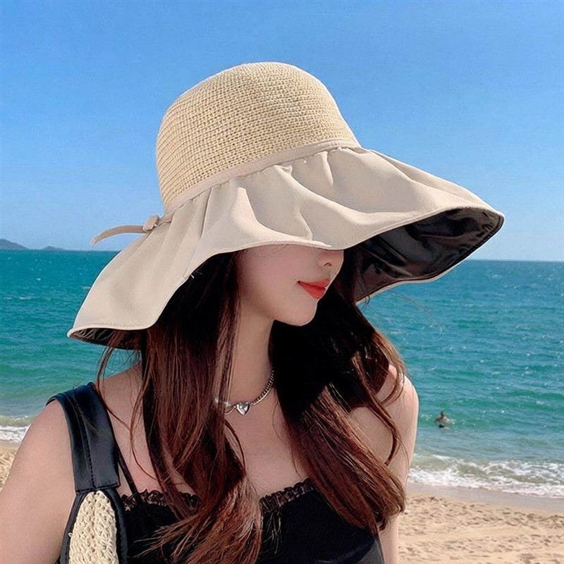 黑胶大檐防晒可折叠渔夫帽女