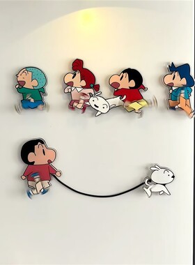 趣味冰箱贴磁吸蜡笔小新遛小白