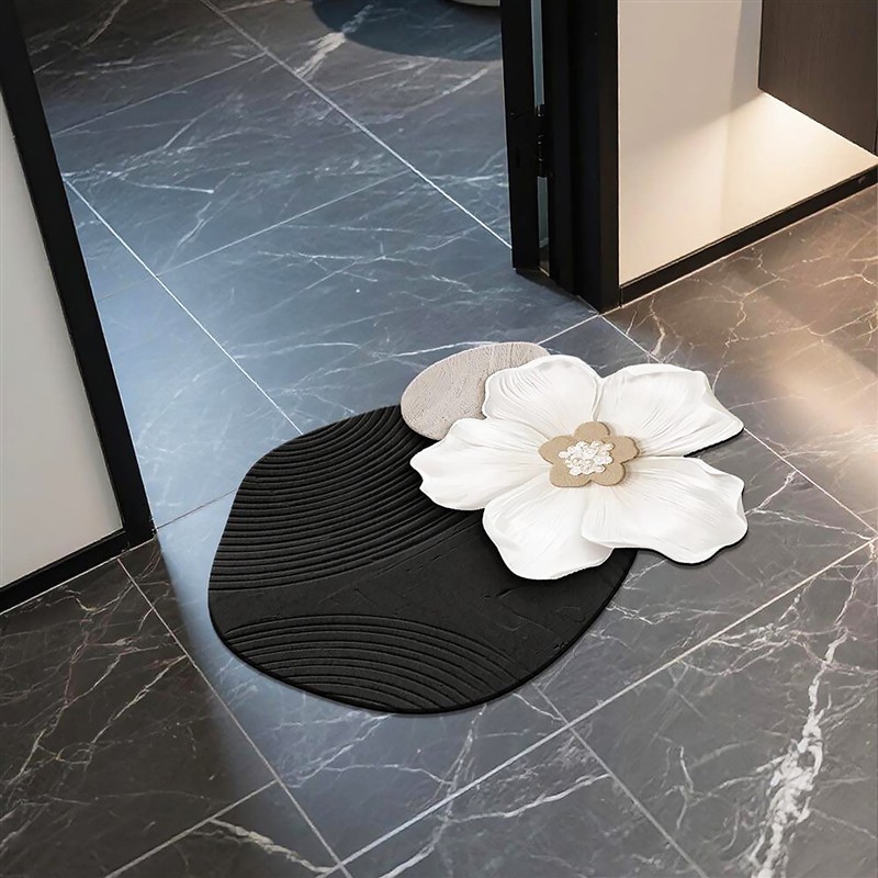 山茶花地垫硅藻泥吸水速干防滑