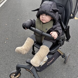 婴儿护腿袜套宝宝地板袜羊羔绒防滑隔凉学步鞋袜不勒腿加厚冬保暖