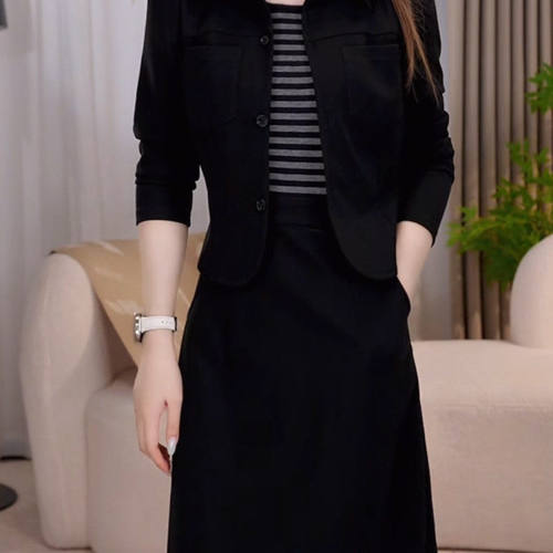 高级帛莱软精纺假两件连衣裙女秋季2026新款精致洋气显白礼服裙子