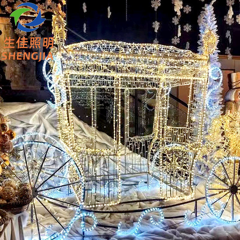 户外节日装饰鹿拉车造型灯圣诞老人led滴胶动物小品灯景观灯