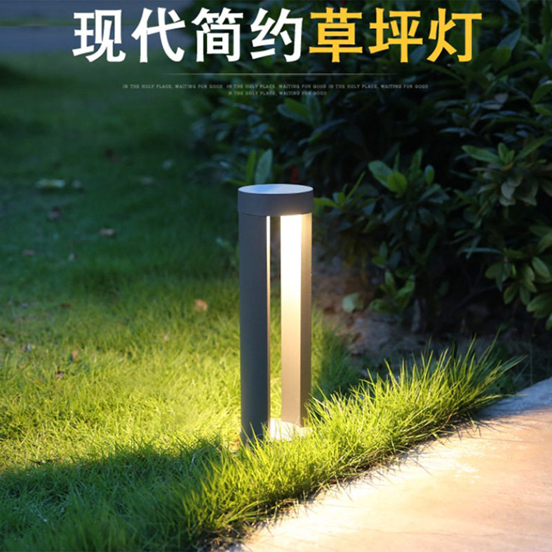 草坪灯景观工程草地灯LED两面发光园林路灯矮圆柱铝材庭院灯防水