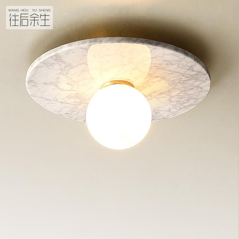 天然大理石 北欧别墅走廊吸顶灯 设计师民宿艺术创意个性过道灯具