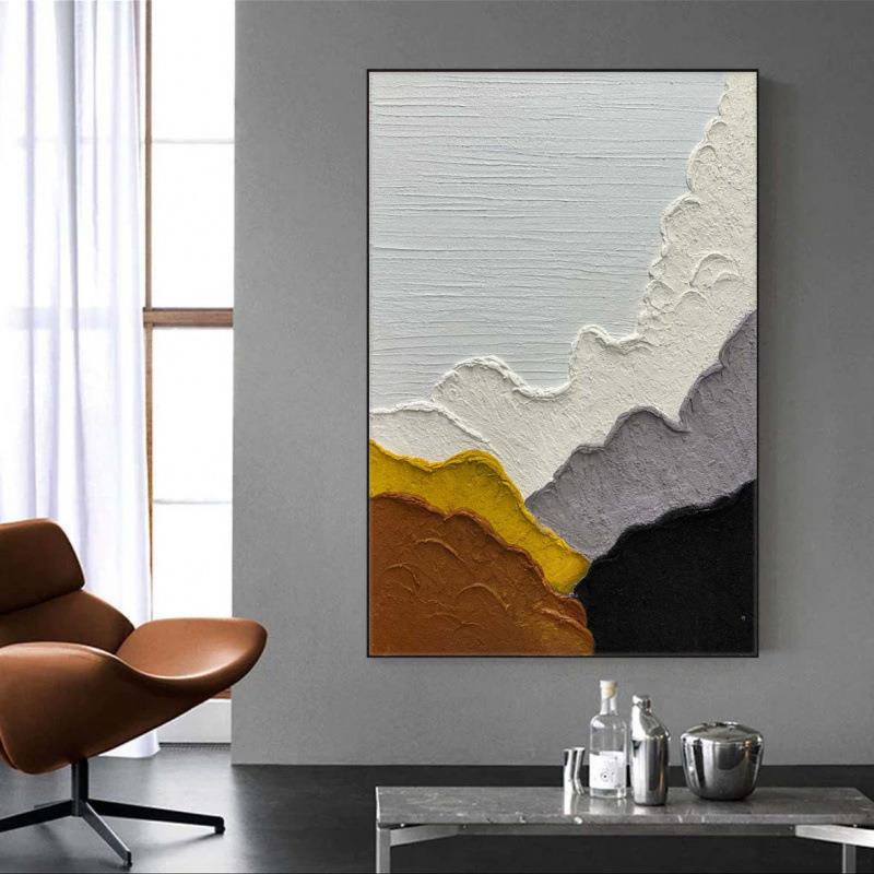 手工艺术油画立体抽象沙发落地装饰画 厚肌理感玄关挂画海浪80120