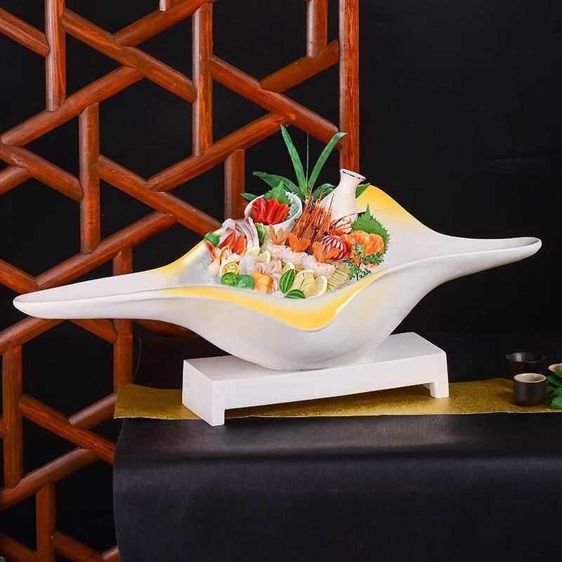 日式料理象拔蚌刺身盘高端三文鱼刺身冰盘海鲜姿造鱼生专用盘商用